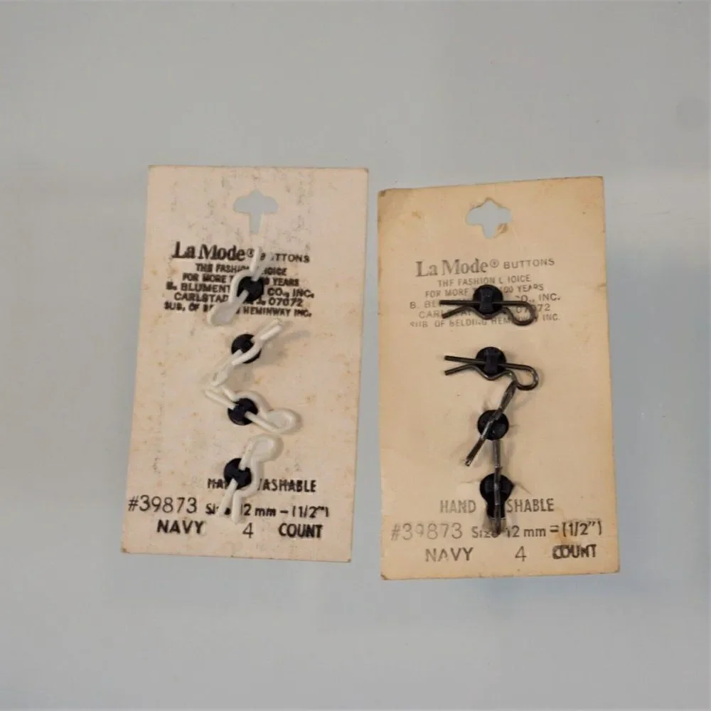 Vintage La Mode Buttons Navy Blue New On Card  8 Total